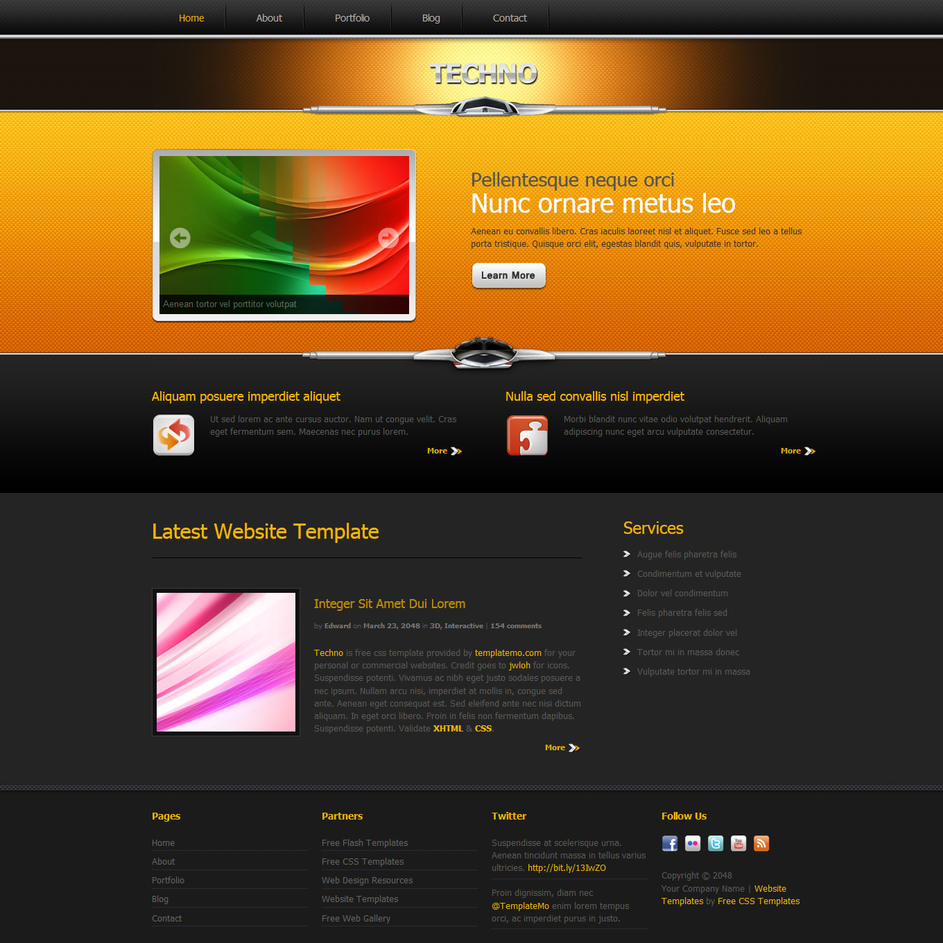 Best Free CSS Templates For The Year 2012